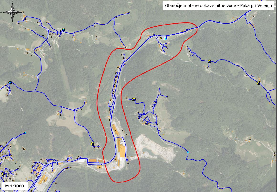 Območje motene dobave pitne vode Paka pri Velenju