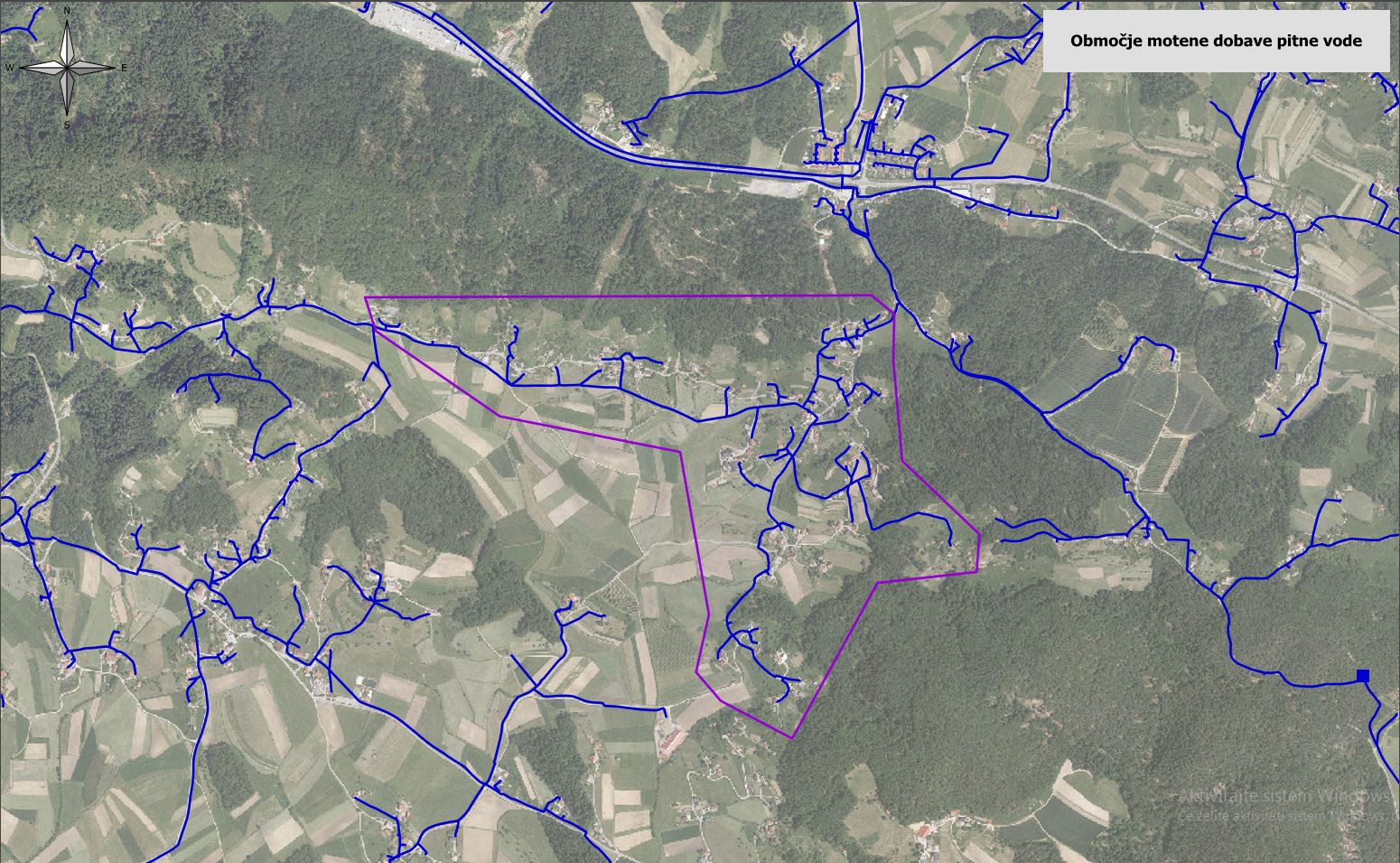 Območje motenj dobave pitne vode v Lazah