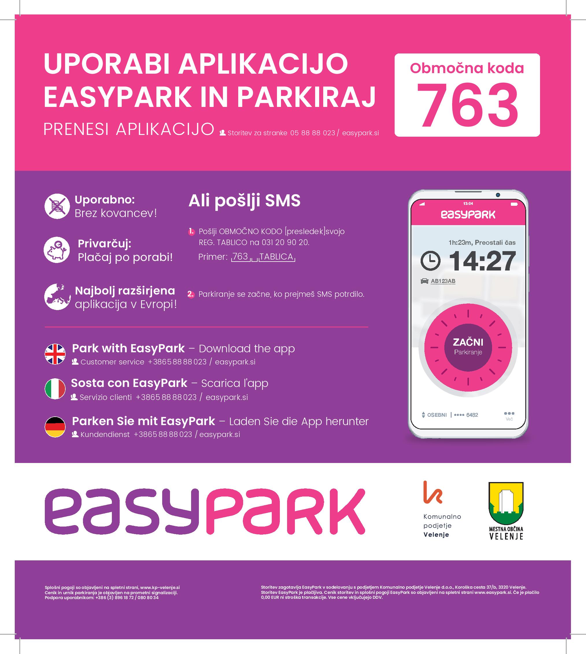 Uporaba aplikacije EasyPark