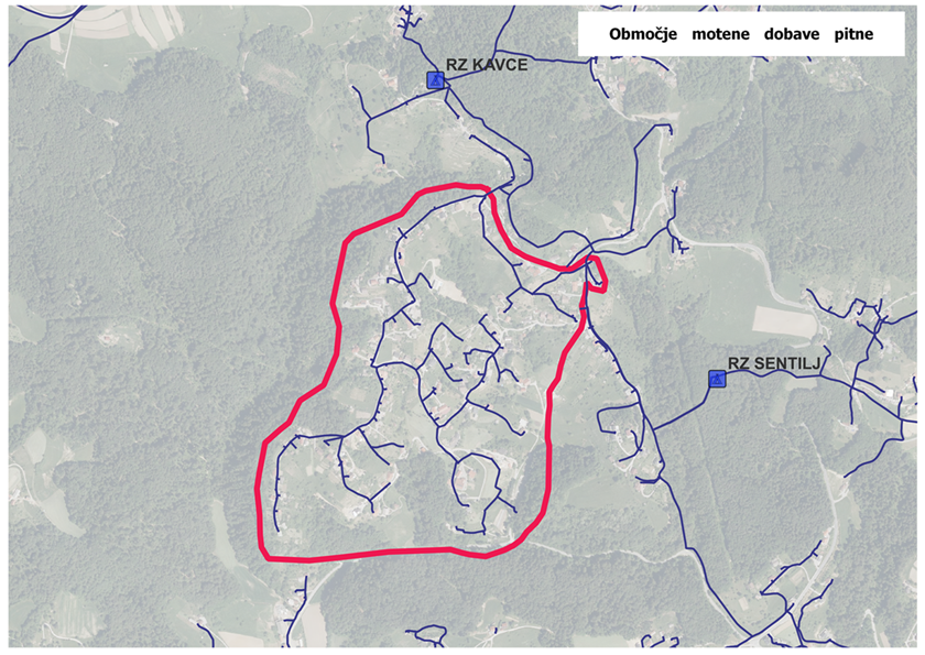 Območje motene dobave pitne vode Kavce