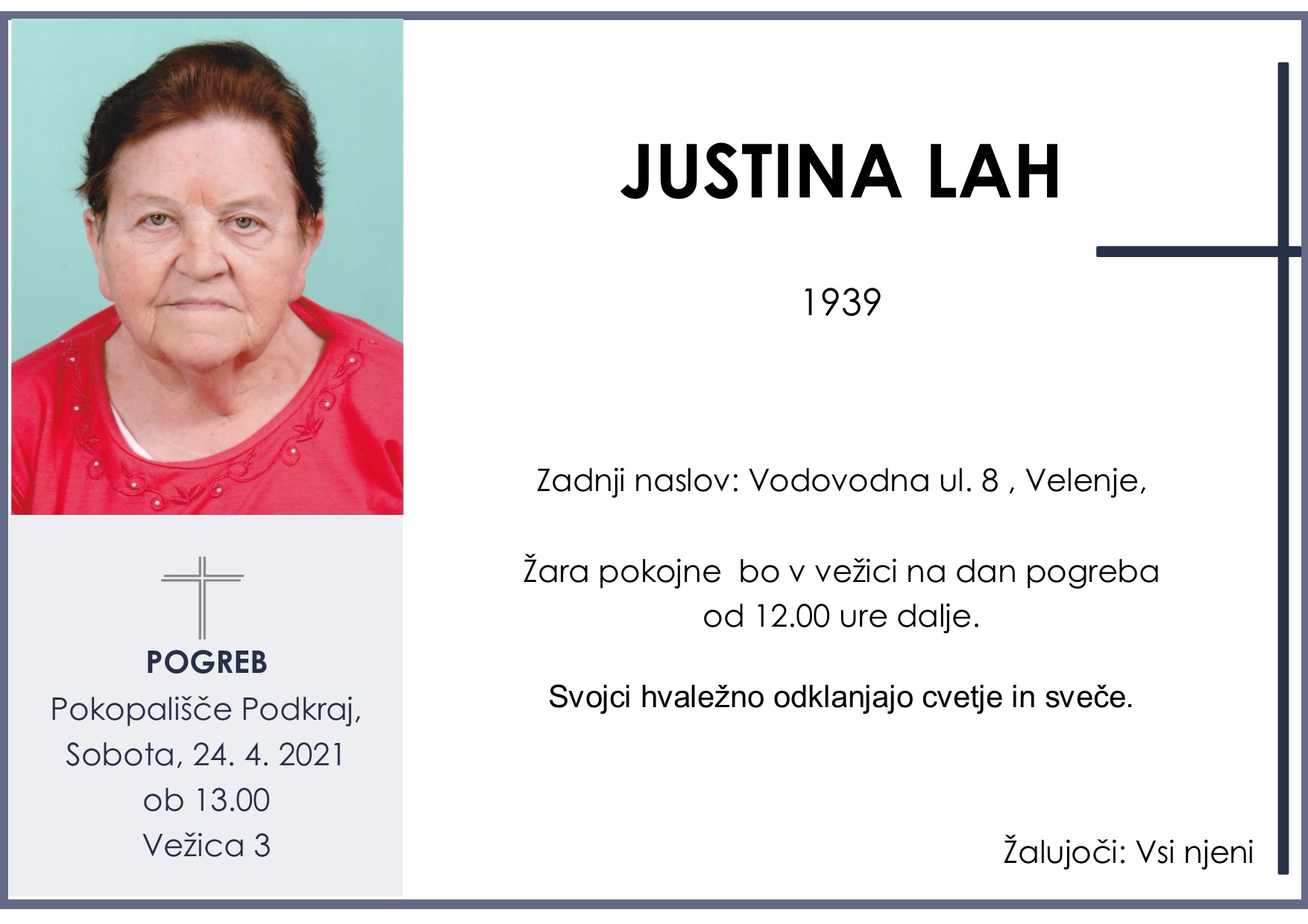 Lah Justina 1939