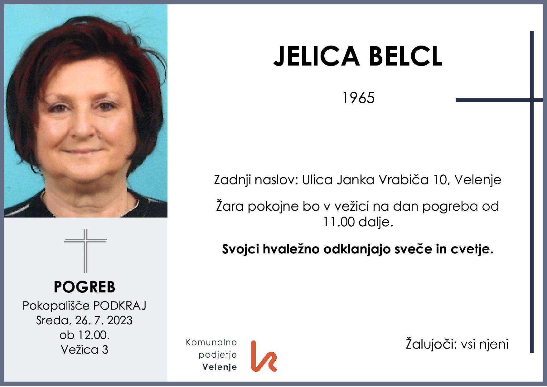 OsmrtnicaBelclJelica1965 pogreb sreda 26.7.2023 ob 12.00 Podkraj