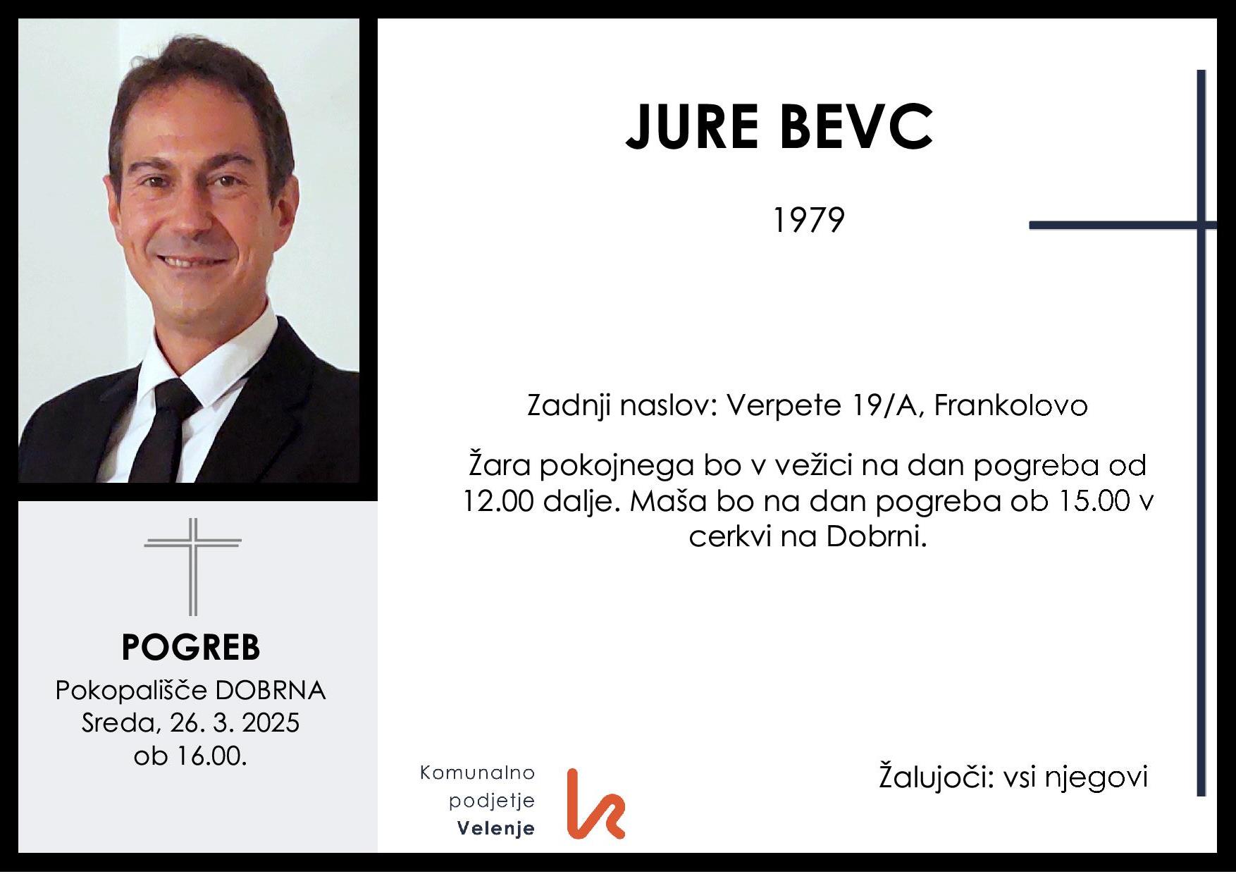 OsmrtnicaBevcJure1979 pogreb sreda 26.3.2025 ob 16.00 Dobrna