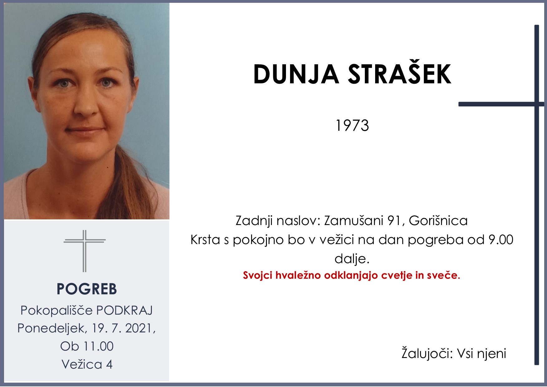 OsmrtnicaDunjaStrašek1973