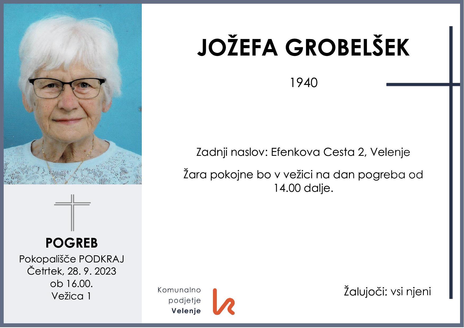 OsmrtnicaGrobelšekJožefa1940 pogreb četrtek 28.6.2023 ob 16.00 Podkraj