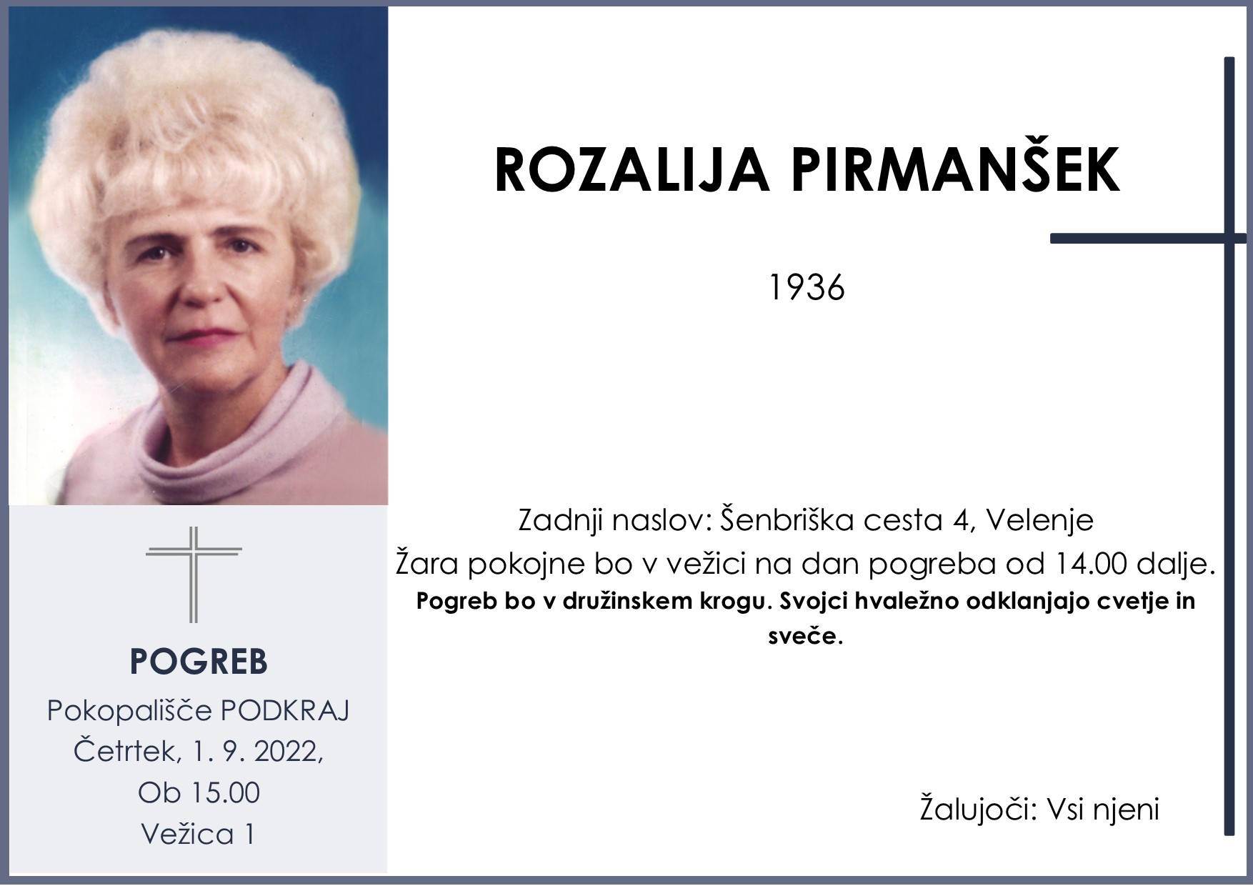 OsmrtnicaPirmanšekRozalija1936