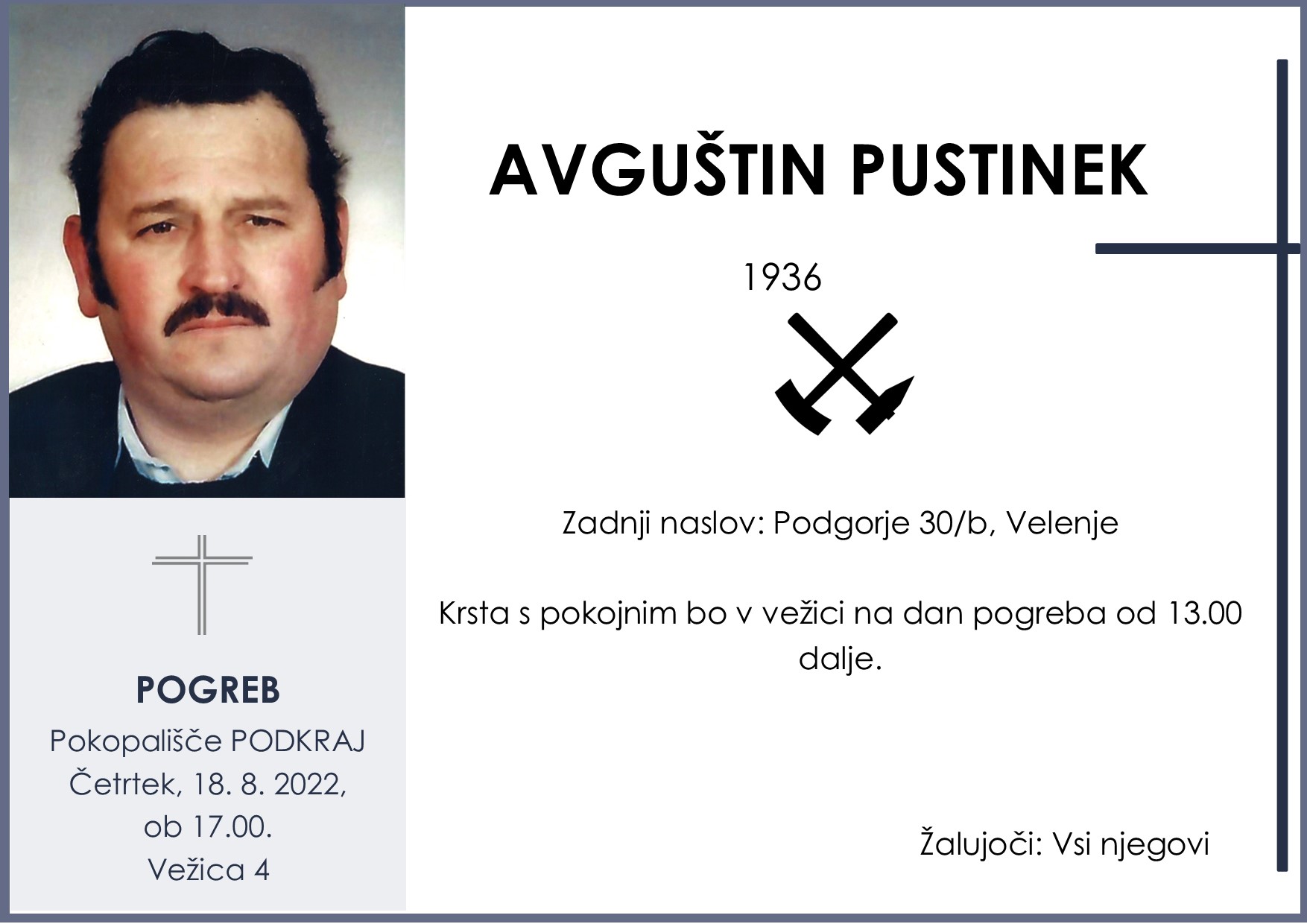 OsmrtnicaPustinekAvguštin1936