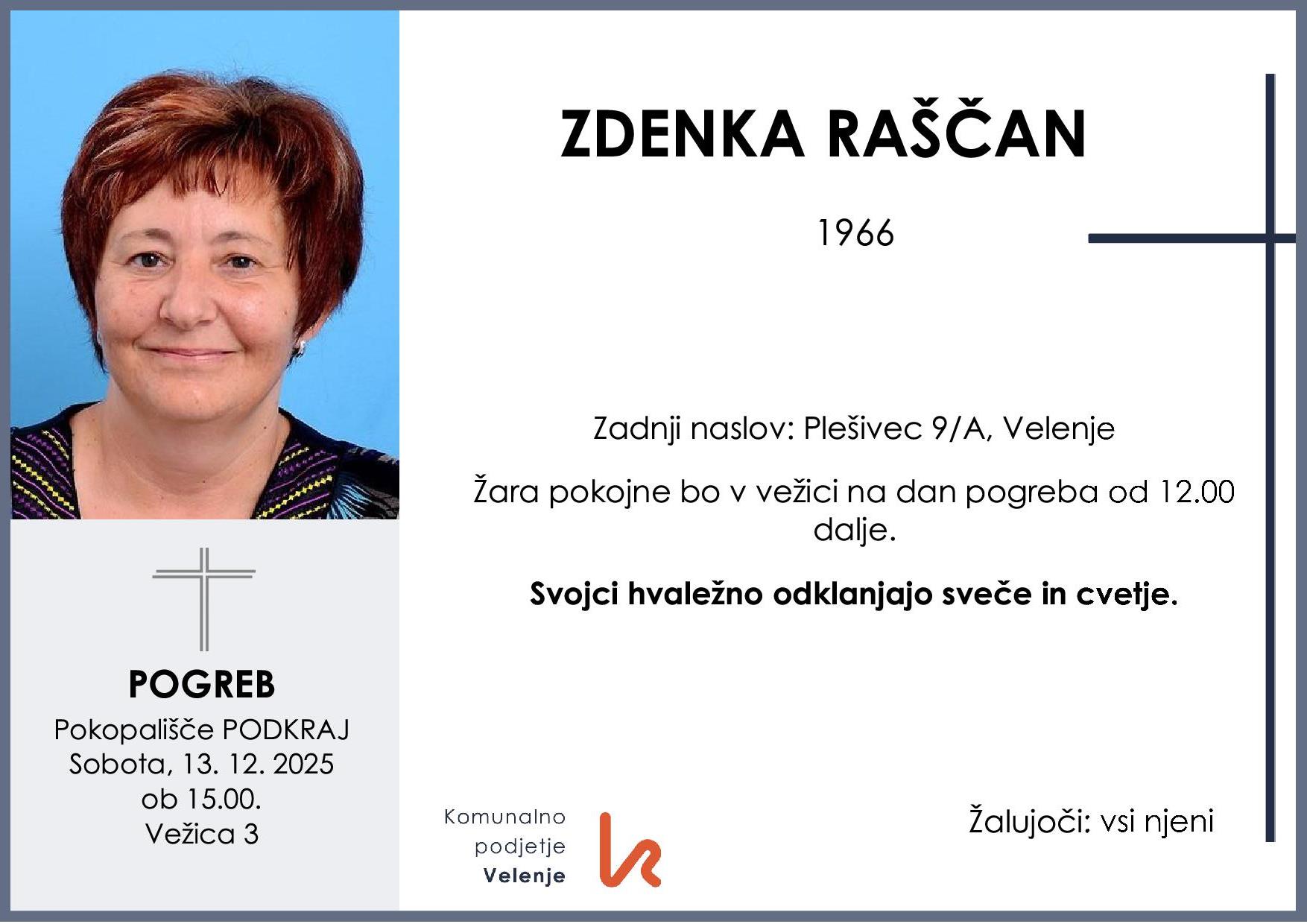 OsmrtnicaZdena1966pogreb sobota 13.12.2025 ob 15.00 Podkraj