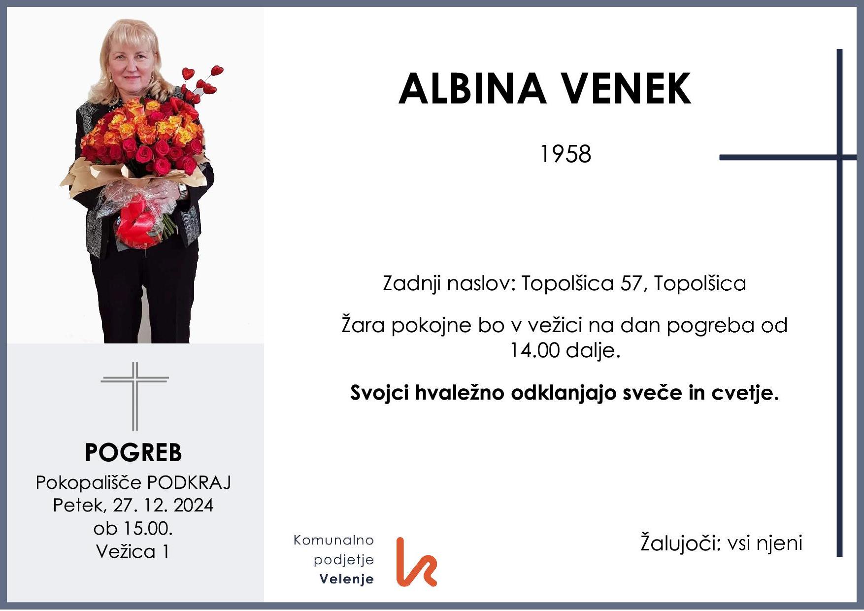 Venek Albina 1958 1
